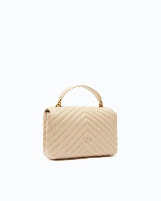 Pinko Natural Mini Handbag Lady Love Bag Puff Chevron