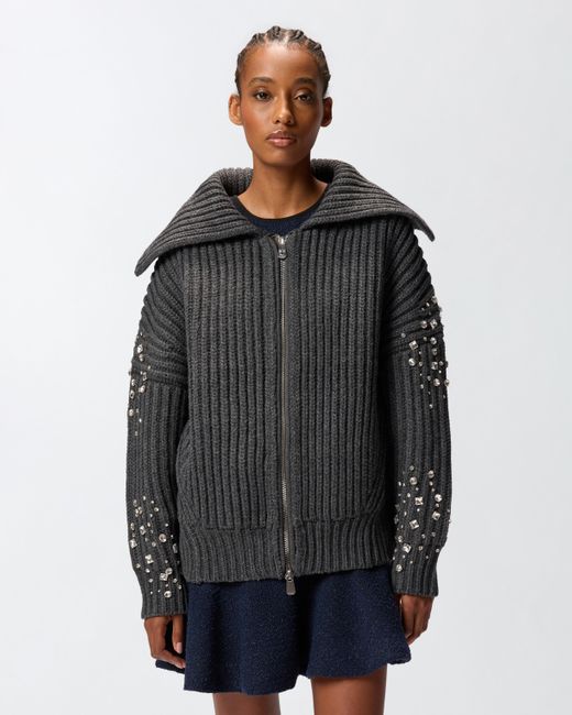 Pinko Black Cardicoat With Rhinestones