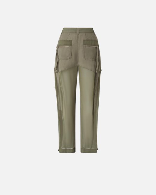 Pantaloni P-Pants Con Zip E Inserti Trasparenti di Pinko in Green