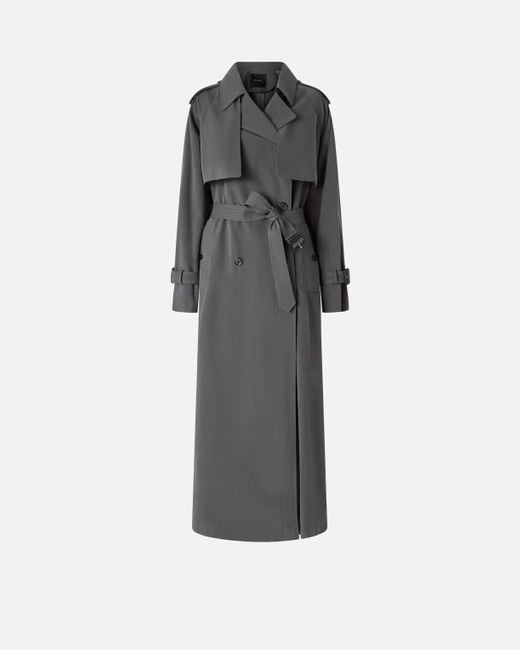 Pinko Gray Classic Faded Cotton Trench Coat