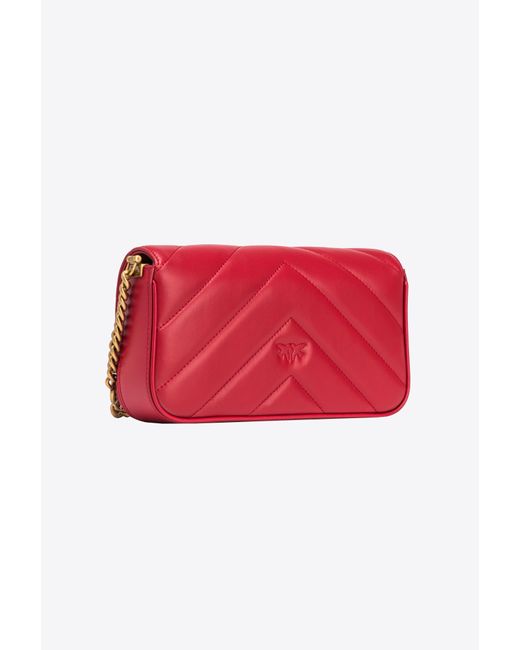 Pinko Red Mini Love Bag Click Baguette Big Chevron