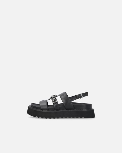 Pinko White Leather Sandals With Chain