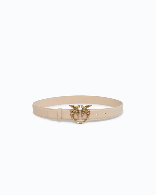 Pinko White Love Birds Leather Belt 3Cm