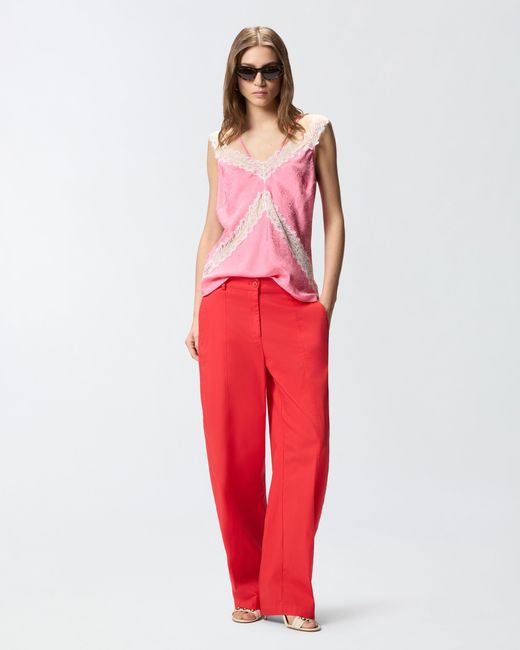 Pinko Pink Spotted Lingerie Top With Lace