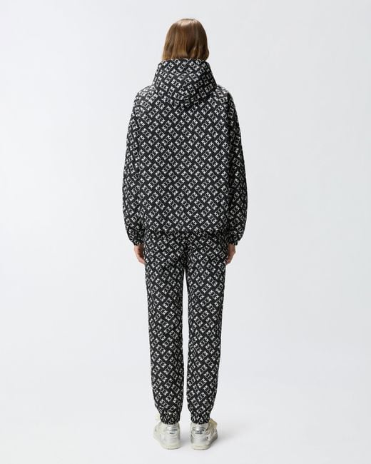 Pinko Black Sporty Jacket With All-Over Love Birds Logo