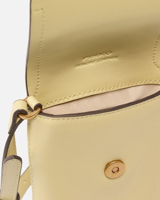 Pinko Natural Leather Smartphone Case With Shoulder Strap And Logo