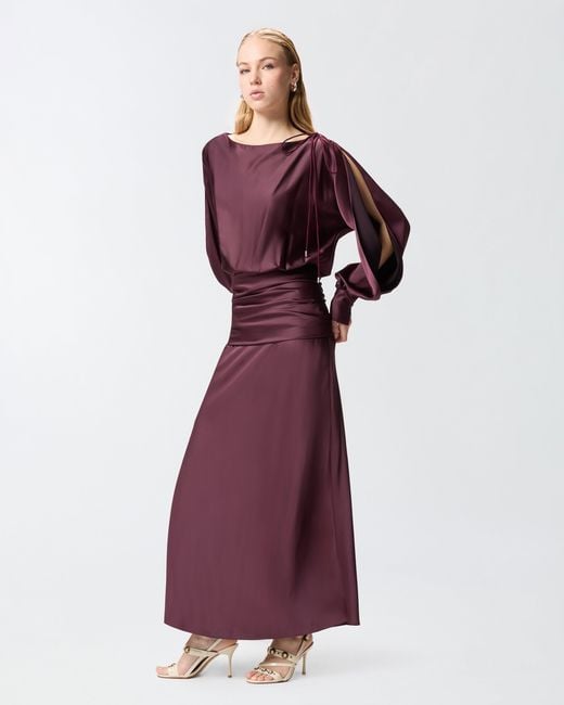 Pinko Purple Long Satin Dress With Draping