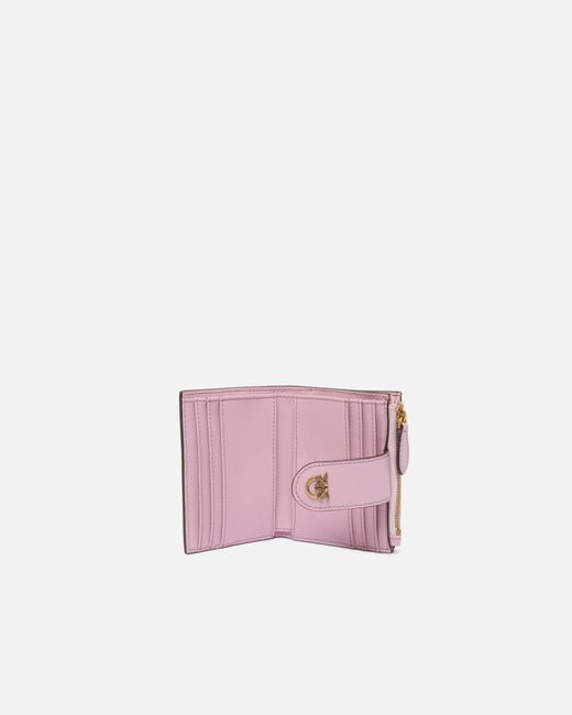 Pinko Pink Small Smooth Leather Wallet With Logo