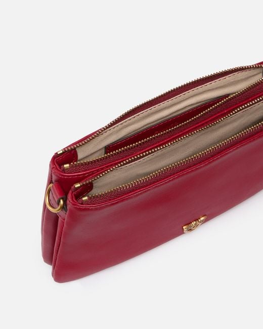 Pinko Red Leather Mini Double Bag With Shoulder Strap