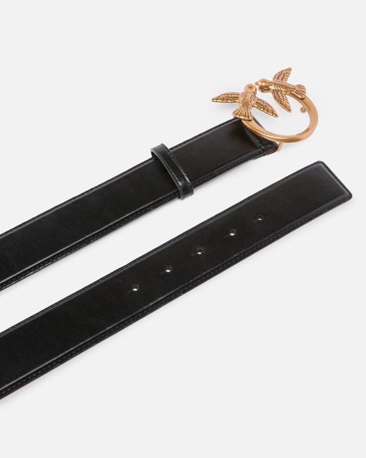 Pinko White Leather Belt With Love Birds Buckle, 4 Cm