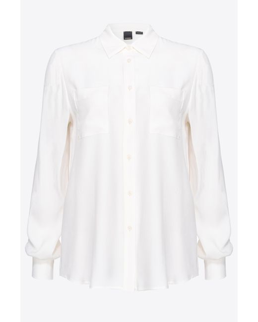 Pinko White Silk-blend Shirt With Breast Pocket