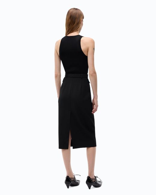 Pinko Black Ribbed Top With Sheer Love Birds Logo