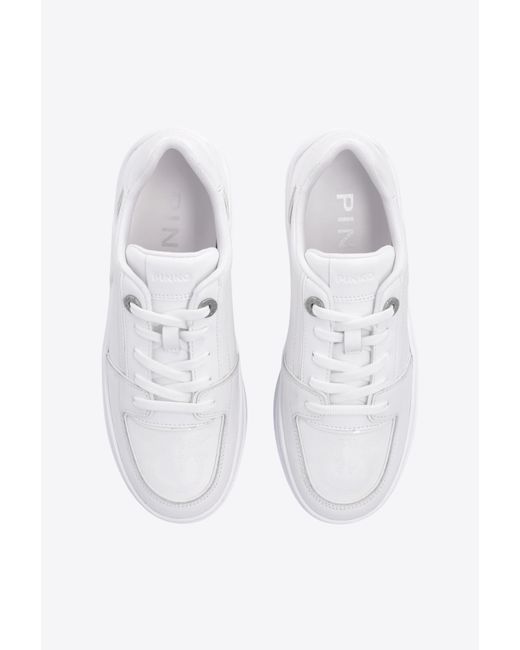 Pinko White Colour-block Platform Sneakers