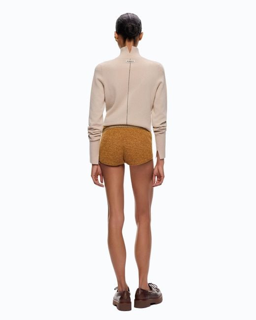 Pinko White Fully Rhinestoned Wool-Blend Shorts