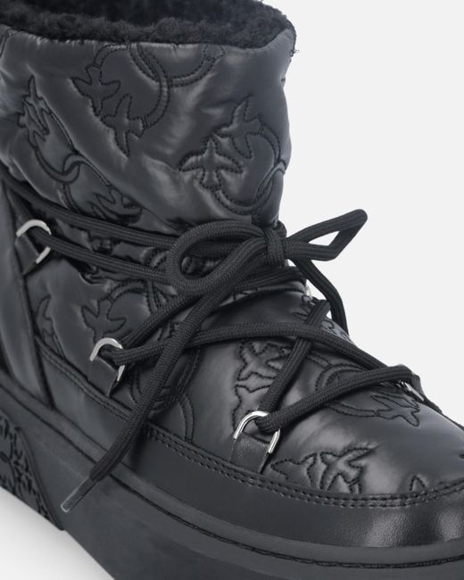 Pinko White Quilted Boots With Love Birds Logo