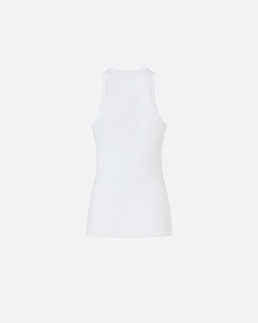 Pinko White Ribbed Camisole Top With Logo