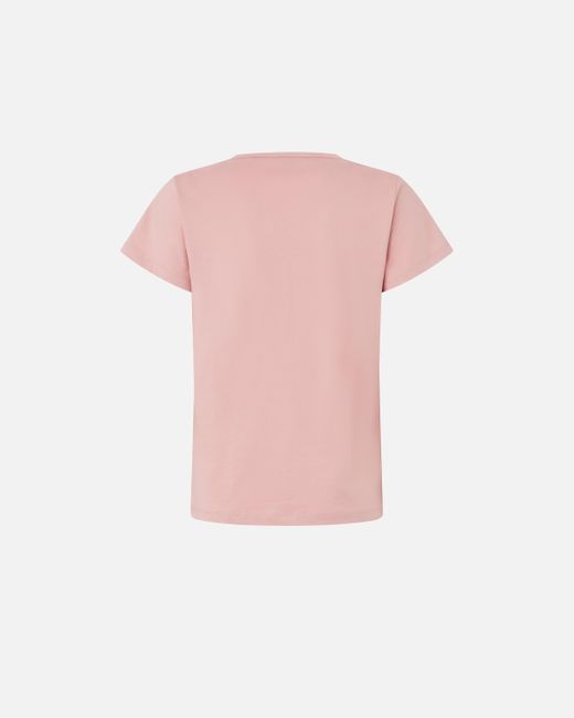 Pinko Pink V-neck T-shirt With Jewel Embroidery