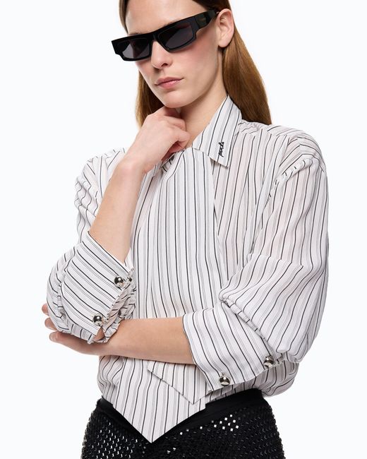 Pinko White Striped Shirt With Tie