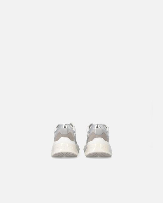 Pinko White Sneakers With Laminated Inserts And Love Birds Logo