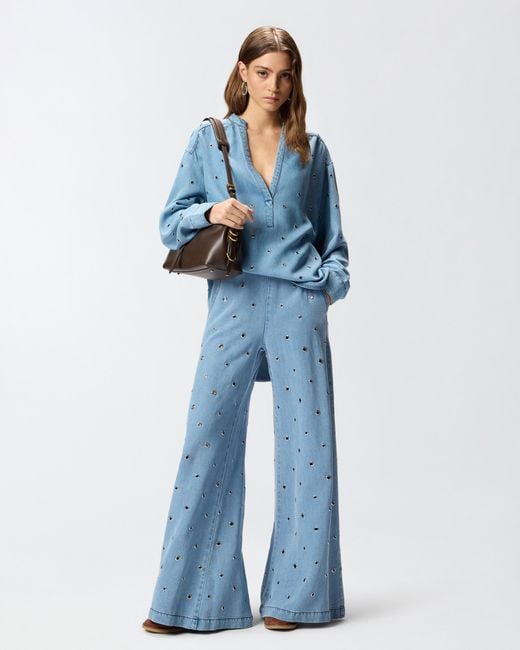 Pinko Blue Denim Blouse With Eyelets