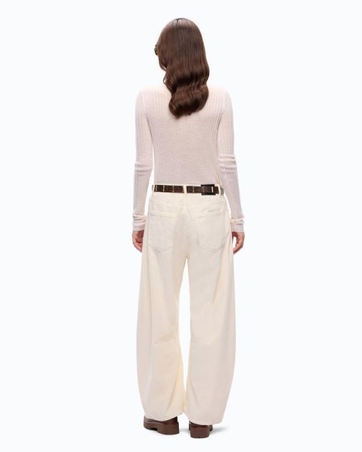 Pinko White Barrel-Fit Corduroy Trousers