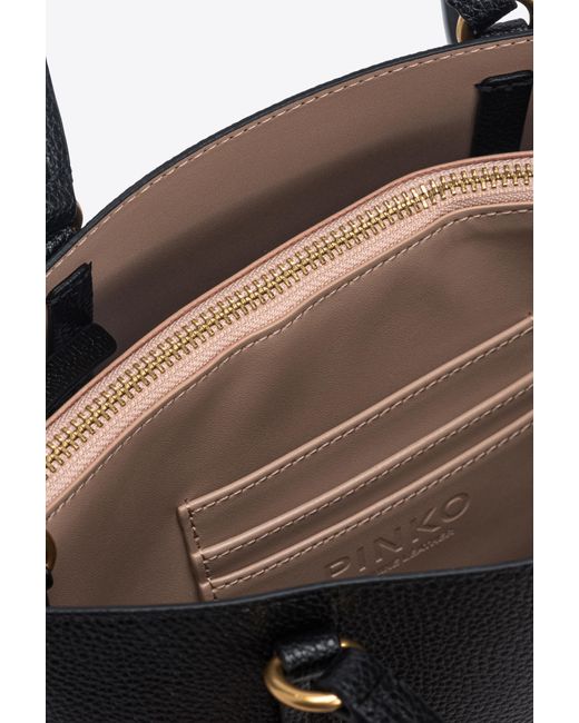 Pinko Black Classic Tumbled Leather Shopper Bag