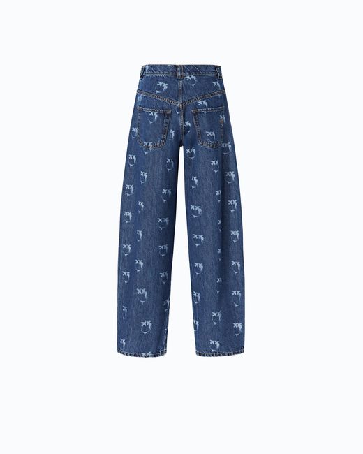 Pinko Blue Jeans With All-Over Love Birds Logo