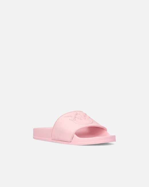 Pinko Pink Rubber Slip-On Sandals With Love Birds Maxi Logo