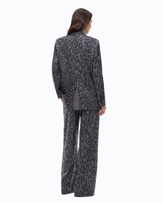 Pinko Gray Double-Breasted Jacket With Rhinestones And Jaguar Motif