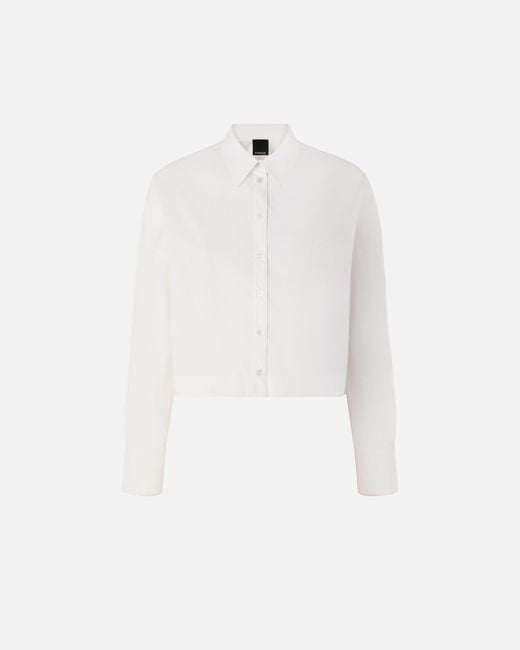 Pinko White Cropped Shirt With Gathered Back