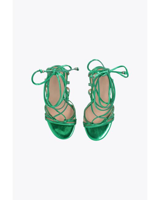 Pinko Green Laminated Mirror-effect Sandals