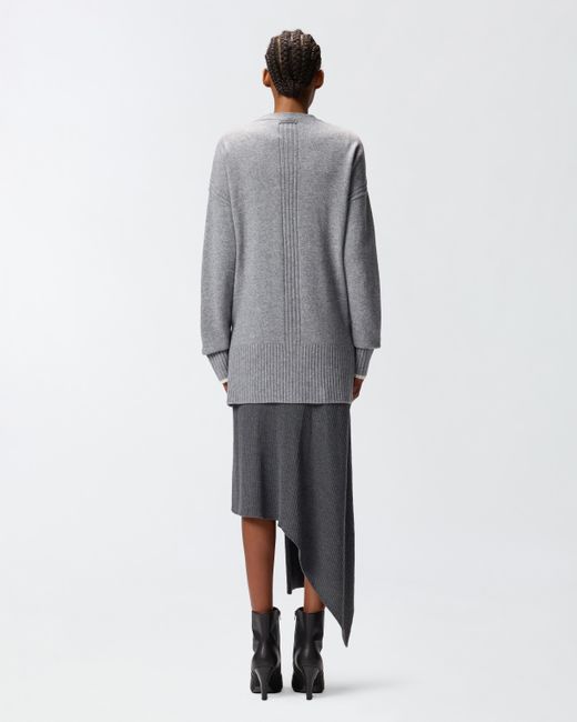 Pinko Gray Long V-neck Cardigan