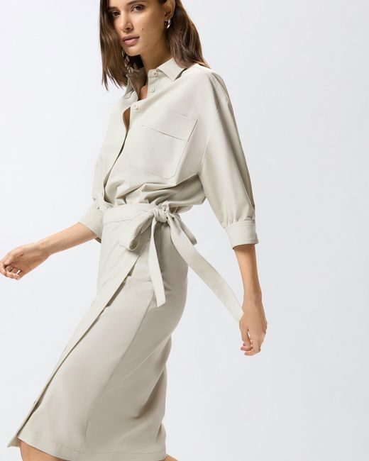Pinko White Midi Dress With A Shirt-Style Bodice