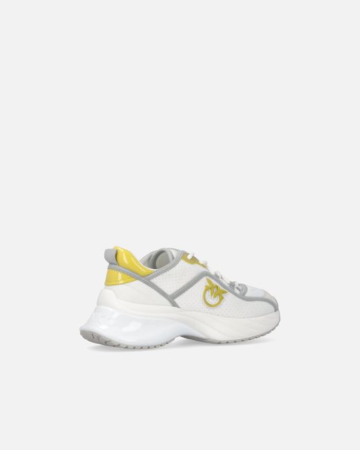 Pinko White Ariel Perforated Sneakers With Bird Logo