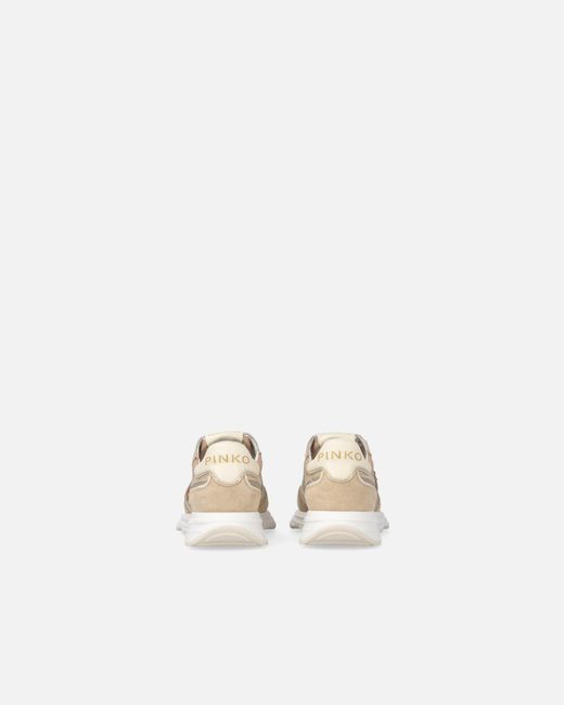 Pinko White Mesh And Suede Sneakers With Love Birds Logo