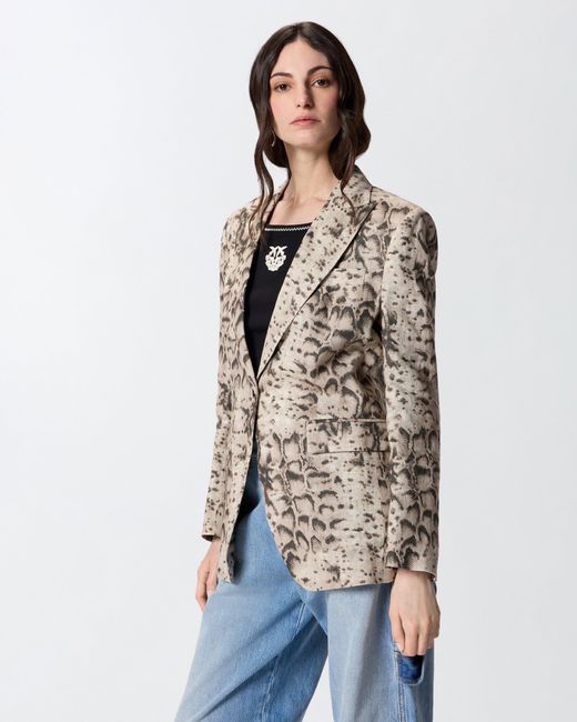 Chaqueta De Lino Con Estampado De Serpiente Pinko de color White