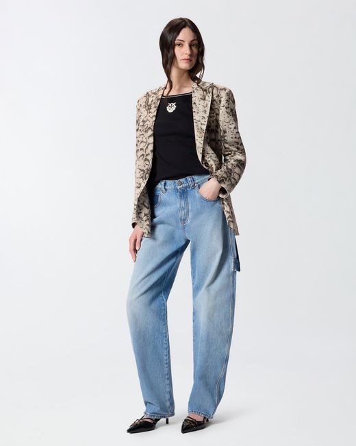 Chaqueta De Lino Con Estampado De Serpiente Pinko de color White