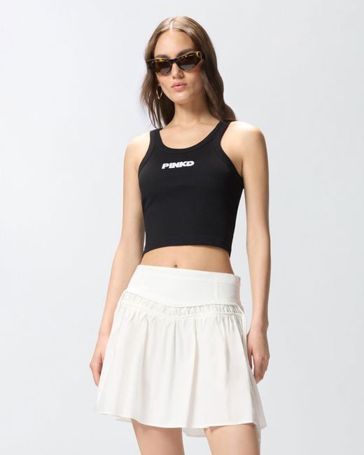 Pinko Black Cropped Vest Top With Logo