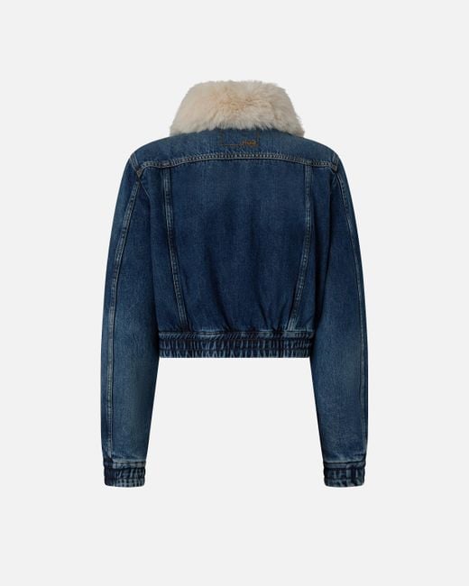 Pinko Blue Denim Trucker Jacket With Soft Collar