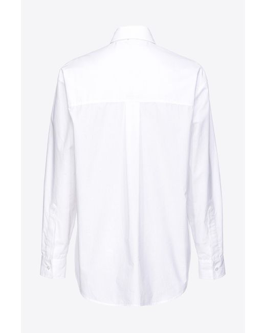 Pinko White Poplin Shirt With Sequin Embroidery