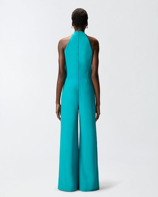 Pinko Blue Long Playsuit With Halterneck And Jewel Decoration