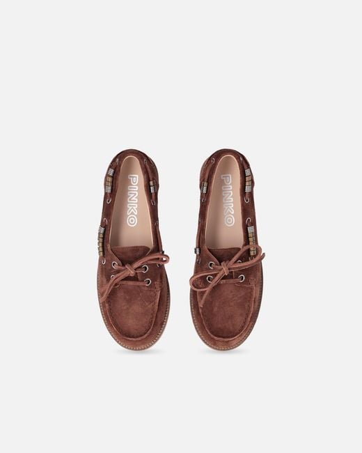 Pinko White Suede Moccasins With Jewel Details