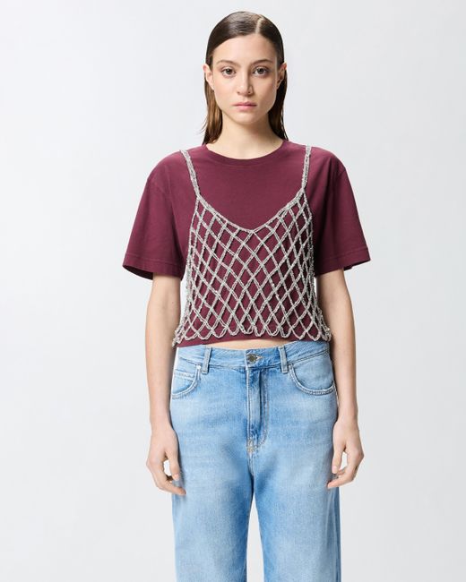 Pinko Red T-shirt With Matching Mini-sequin Top