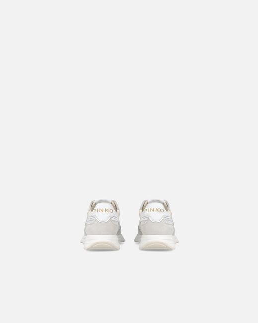 Pinko White Mesh And Suede Sneakers With Love Birds Logo