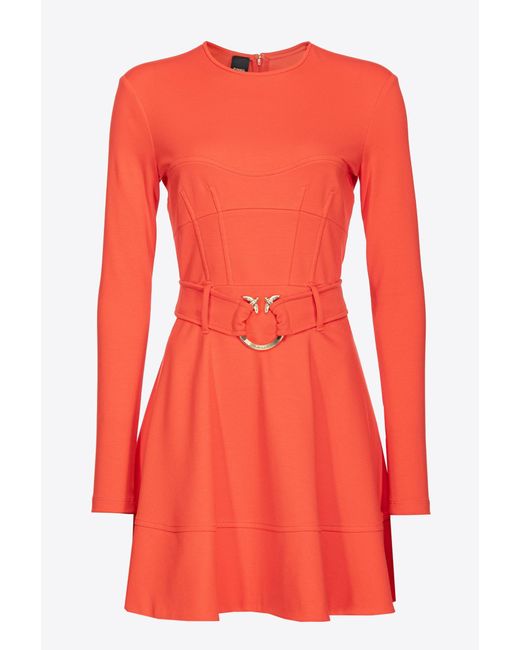Pinko Mini Dress With Piercing Belt in Red Lyst