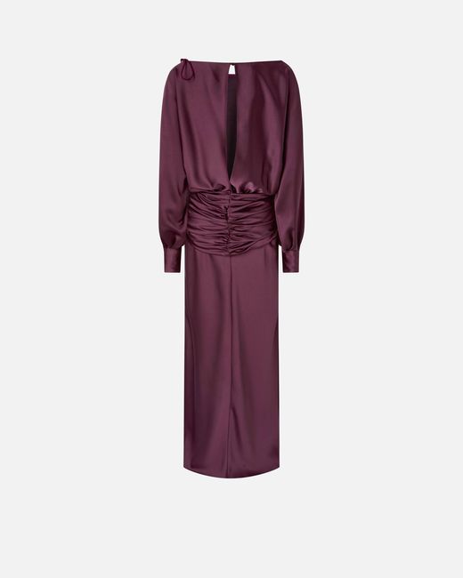 Pinko Purple Long Satin Dress With Draping