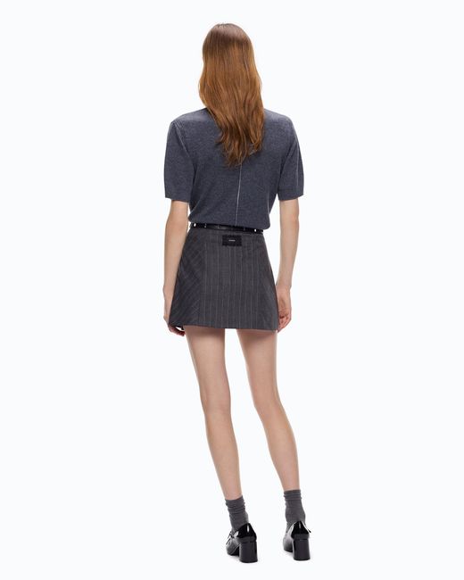 Pinko Black Pinstriped Mini Skirt With Macro Pleats