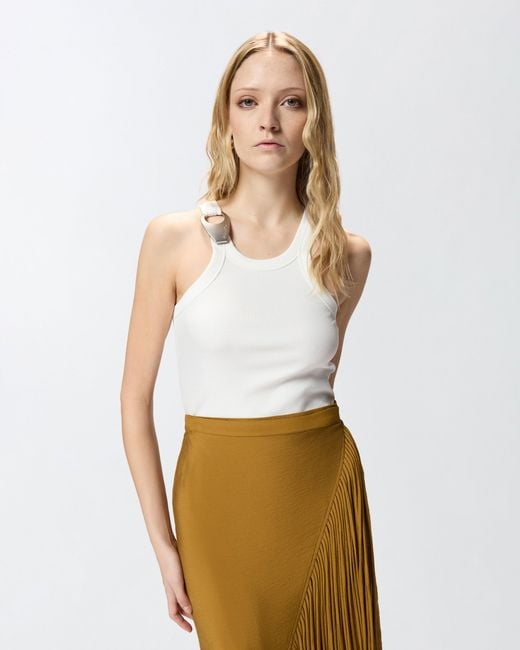 Pinko White Vest Top With Pendant Buckle