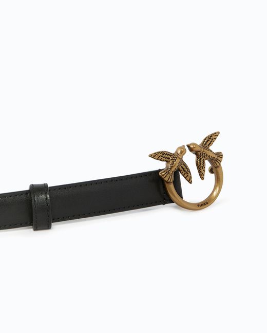 Pinko White Love Birds Thin Leather Belt 2Cm