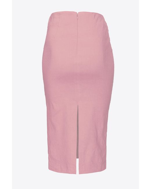Pinko Pink Asymmetric Ruched Midi Skirt